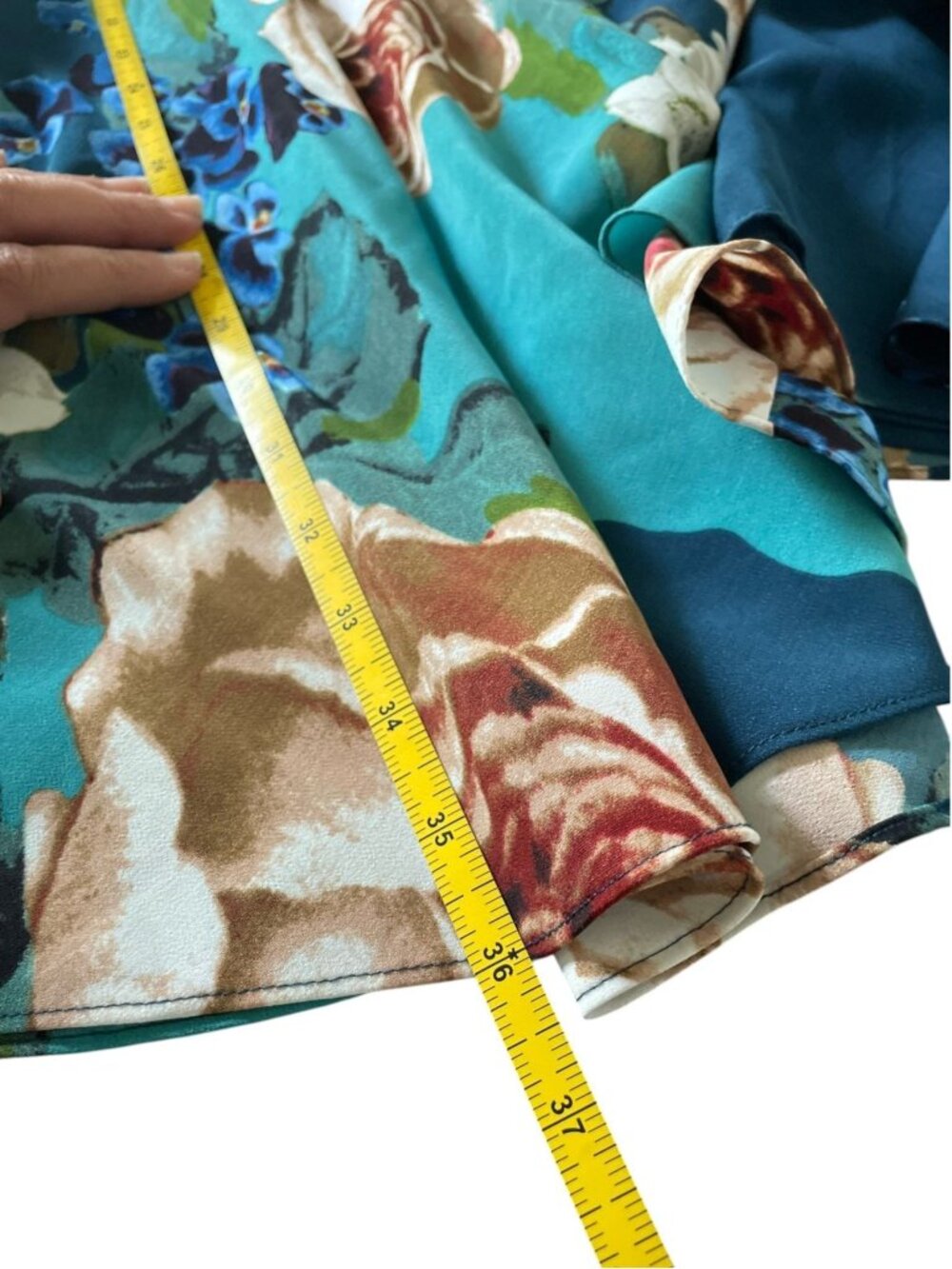 Anthropologie Corey Lynn Calter Paeonia Dress Teal Floral Fit & Flare Size 8 Cot - Picture 10 of 10